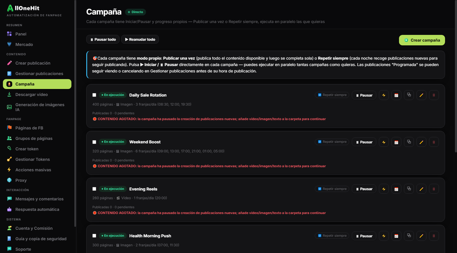 Campañas automáticas