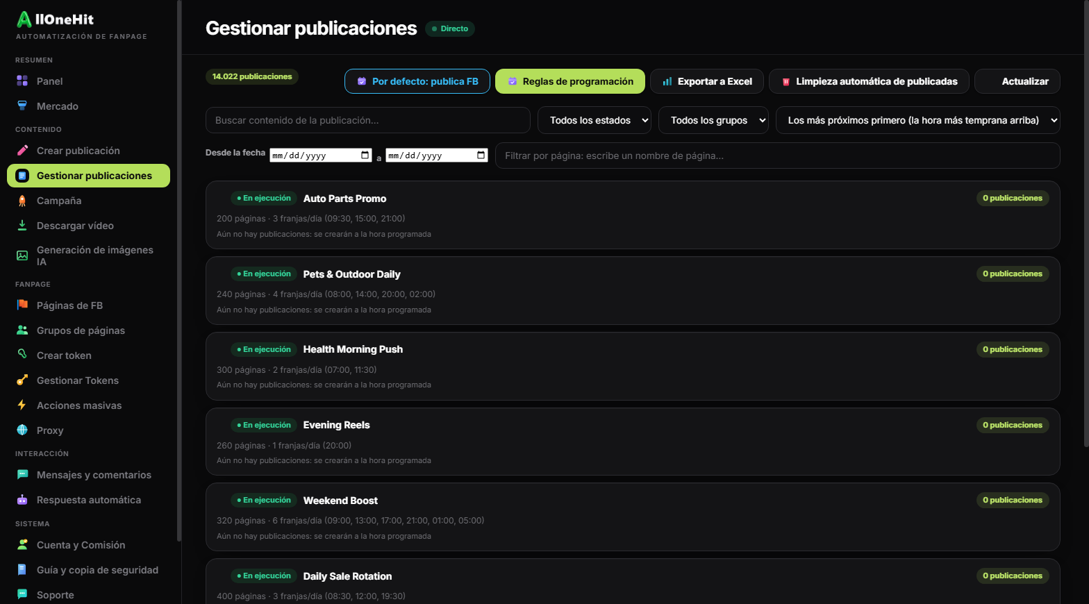 Gestión de publicaciones
