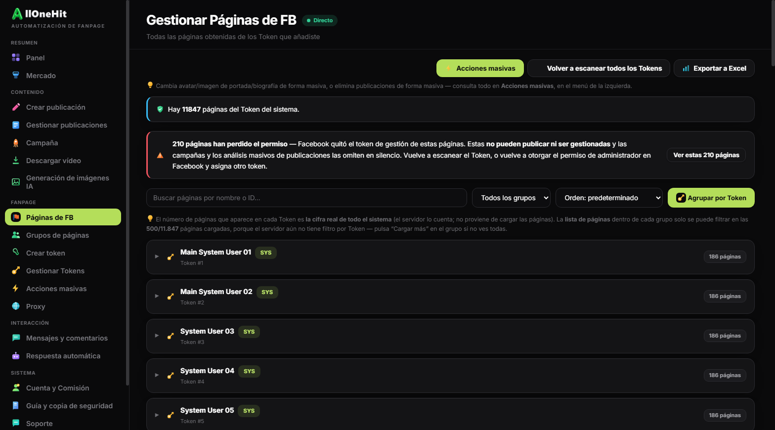 Gestión de páginas de Facebook