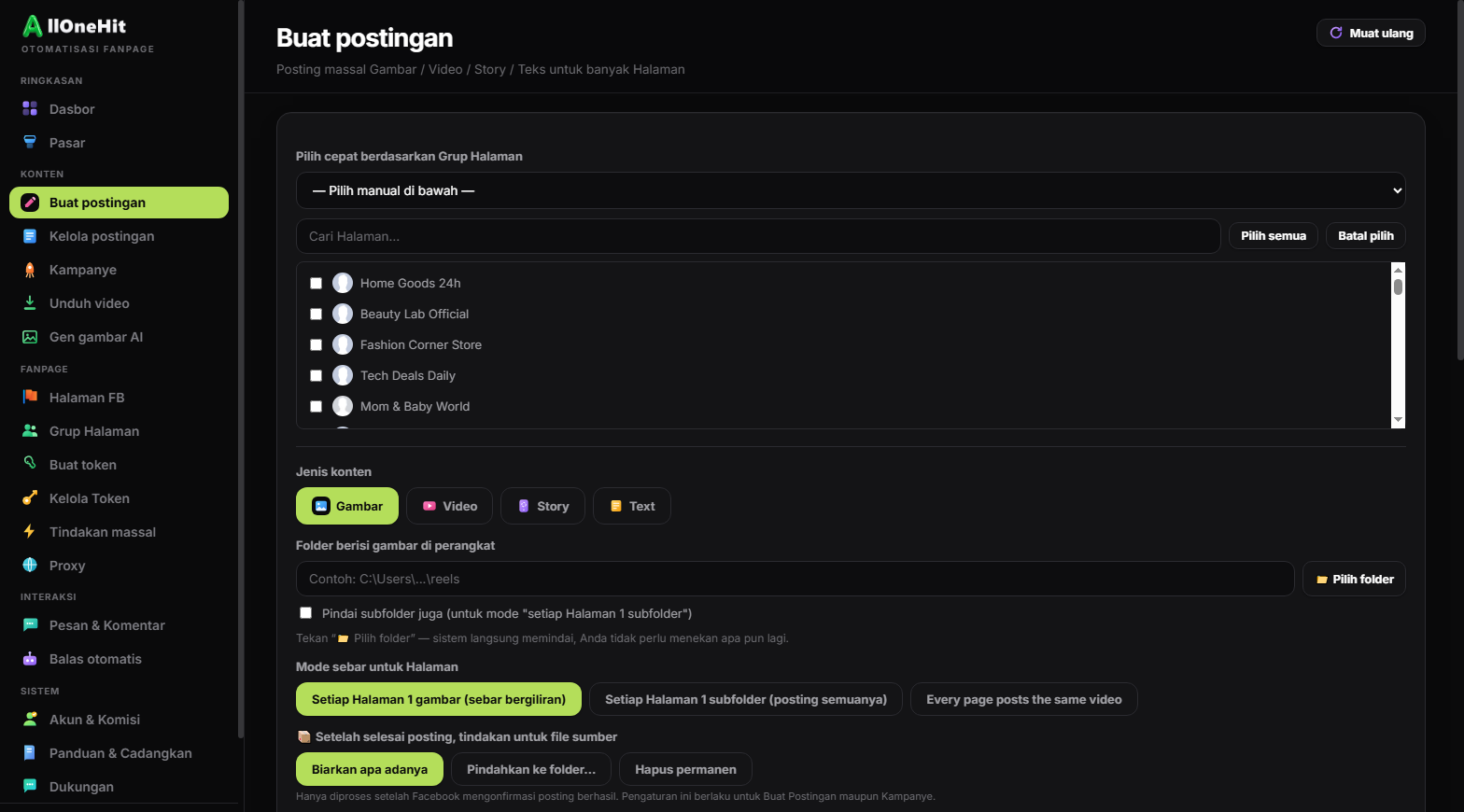 Layar buat postingan