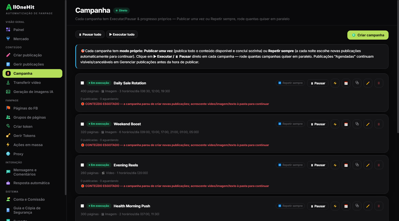 Campanhas automáticas